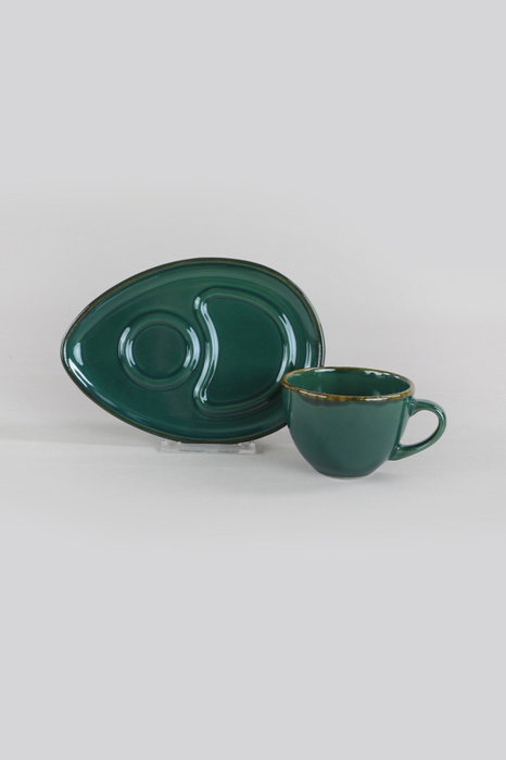 Hermia Juego de tazas de café de cerámica verde, 4 piezas